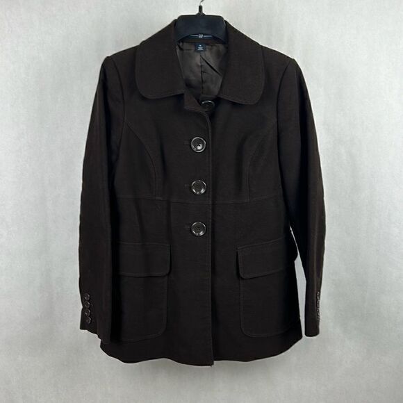 Gap Lightweight Peacoat Jacket Sz Medium Brown Fully Lined Button Front Coat - Picture 1 of 7